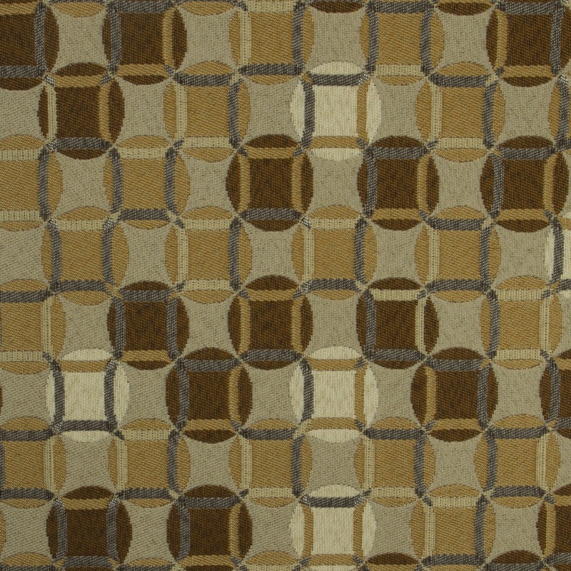 Stamped Out Cocoa Geometric Design Tan Upholstery Fabric