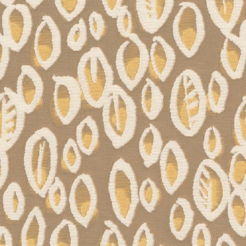 Brentano Autumn Riviera Leaf Motif Tan Upholstery Fabric