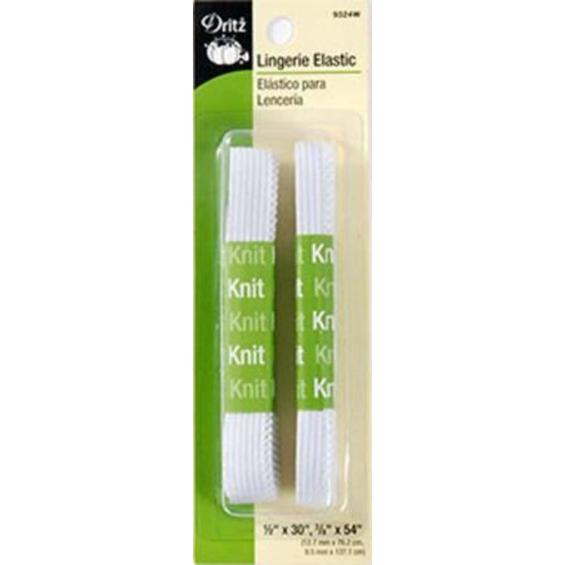 White Lingerie Elastic 1/2in x 30in 3/8in x 54in - 9324W