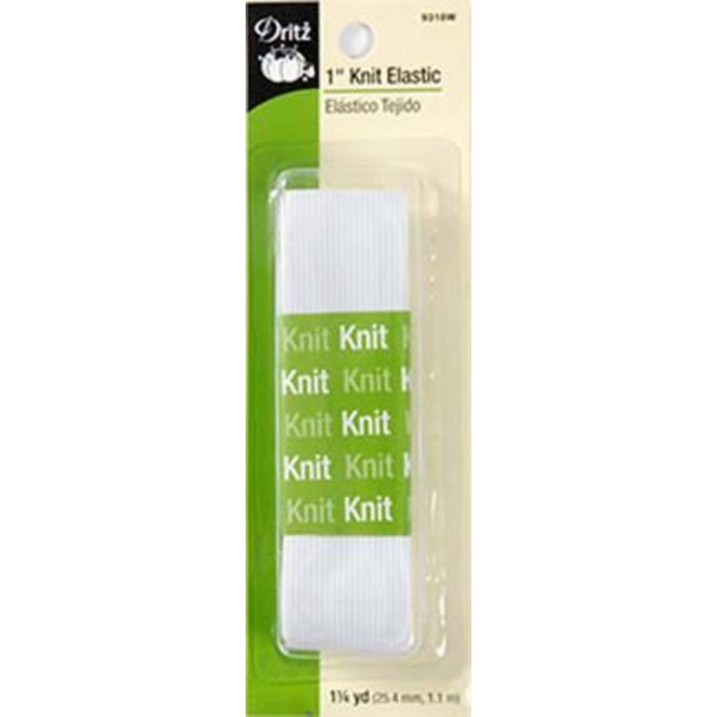 White Knit Elastic 1in x 1-1/4yds - 9318W