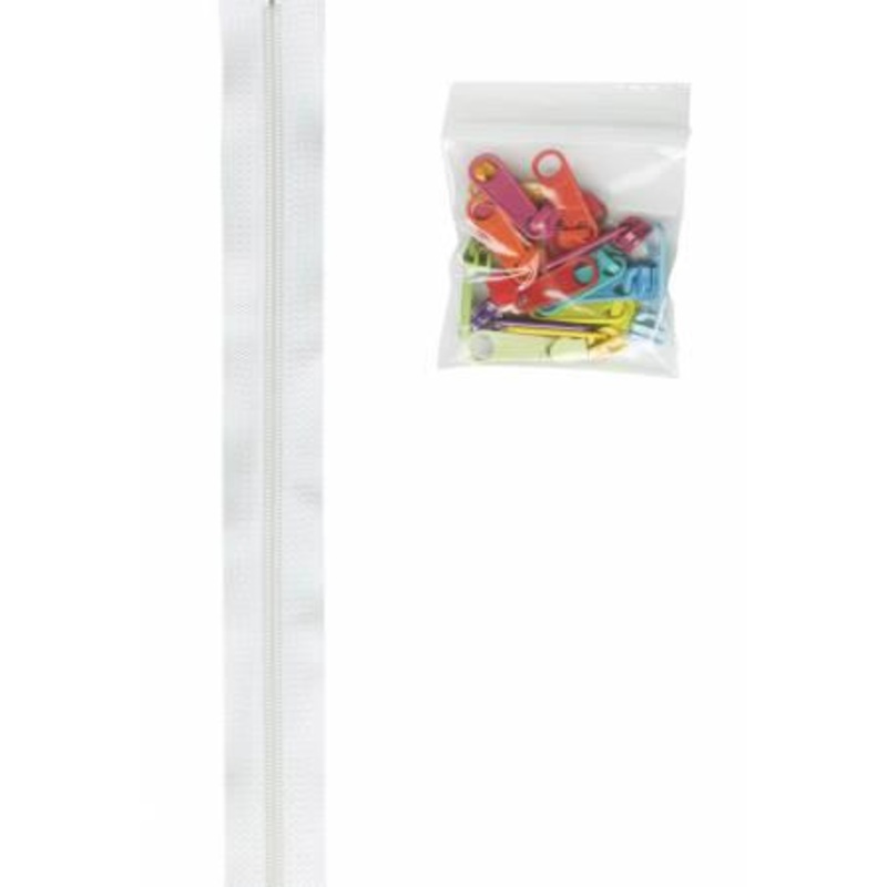 4 Yards of 16mm #4.5 ZipperWhite Tape w/16 Ex Lg Pulls Assorted Colors ZIPYD100MUL