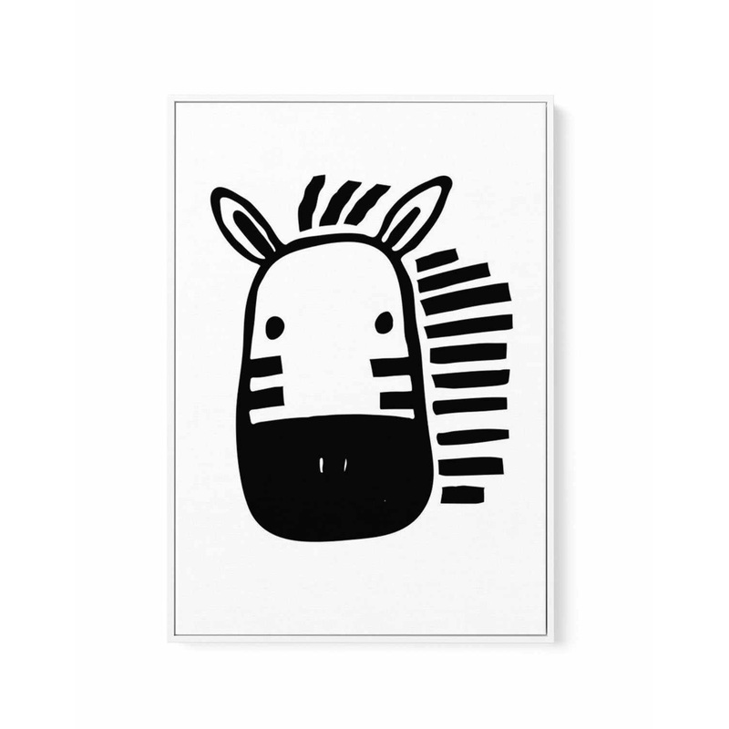 Zebra B&W | Framed Canvas Art Print