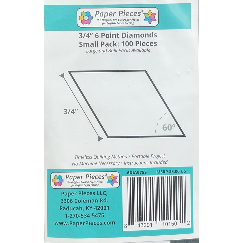 Paper Pieces 3/4 6 Point Diamonds