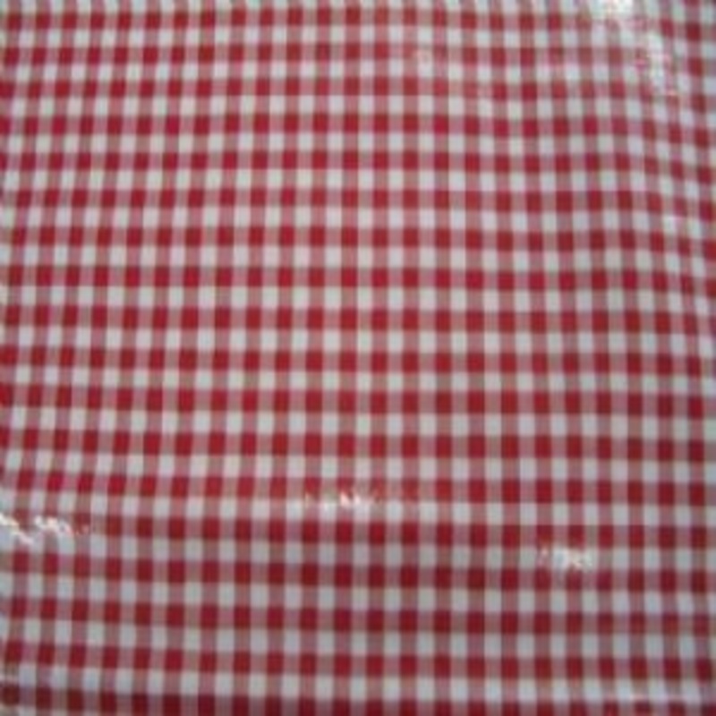 48" Oilcloth Gingham Check 1/4" Red and White
