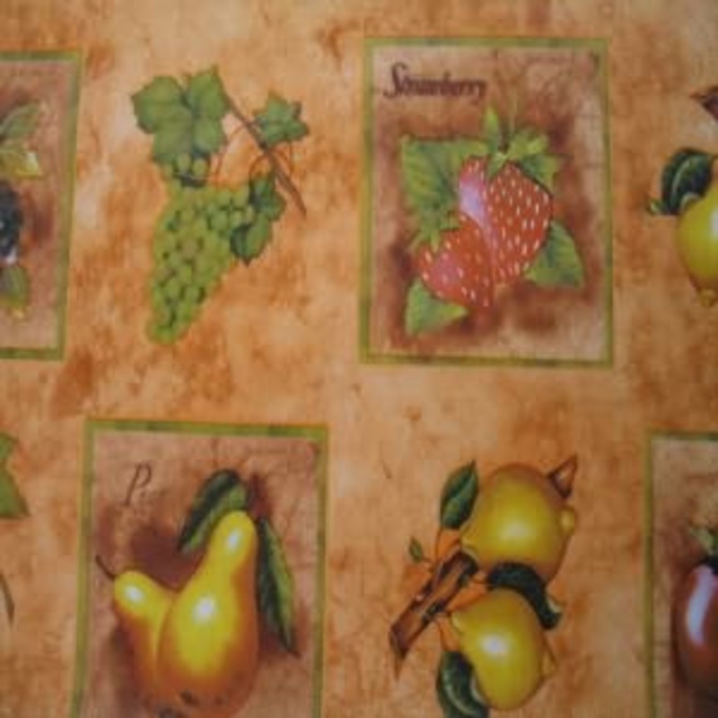 54" Tablecloth Vinyl Fleece Back Antique Fruit