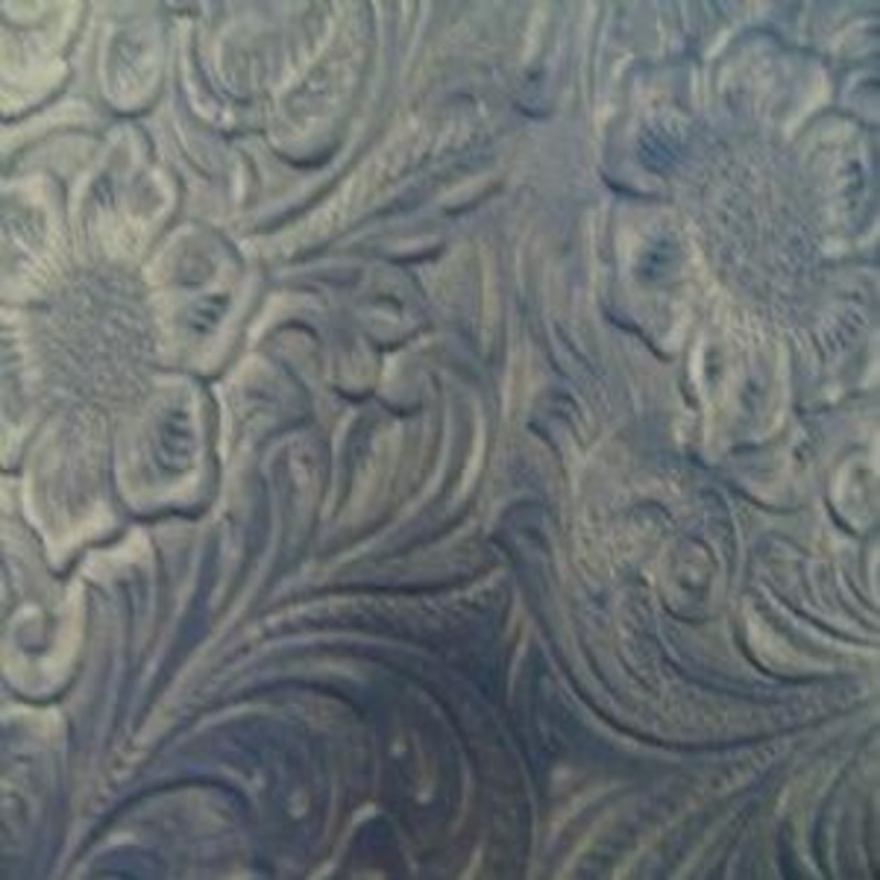 54" Western Vinyl Tooled Fleece Back Navy