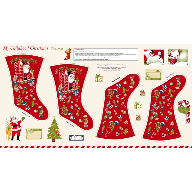 My Childhood Christmas by Stacy West - 24 Inch Stocking Panel 1411P-86