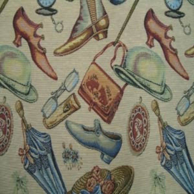 54" Antique Hats, Shoes, Etc. with Tan Background