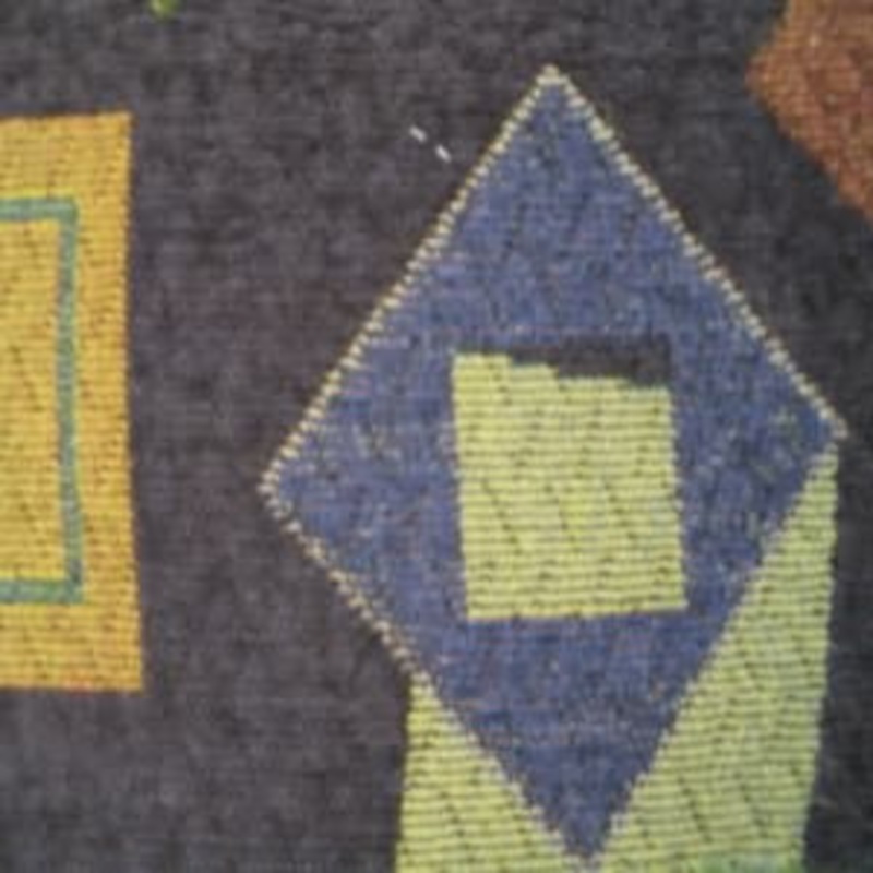 54" Chenille Squares Multi with Dark Plum Background