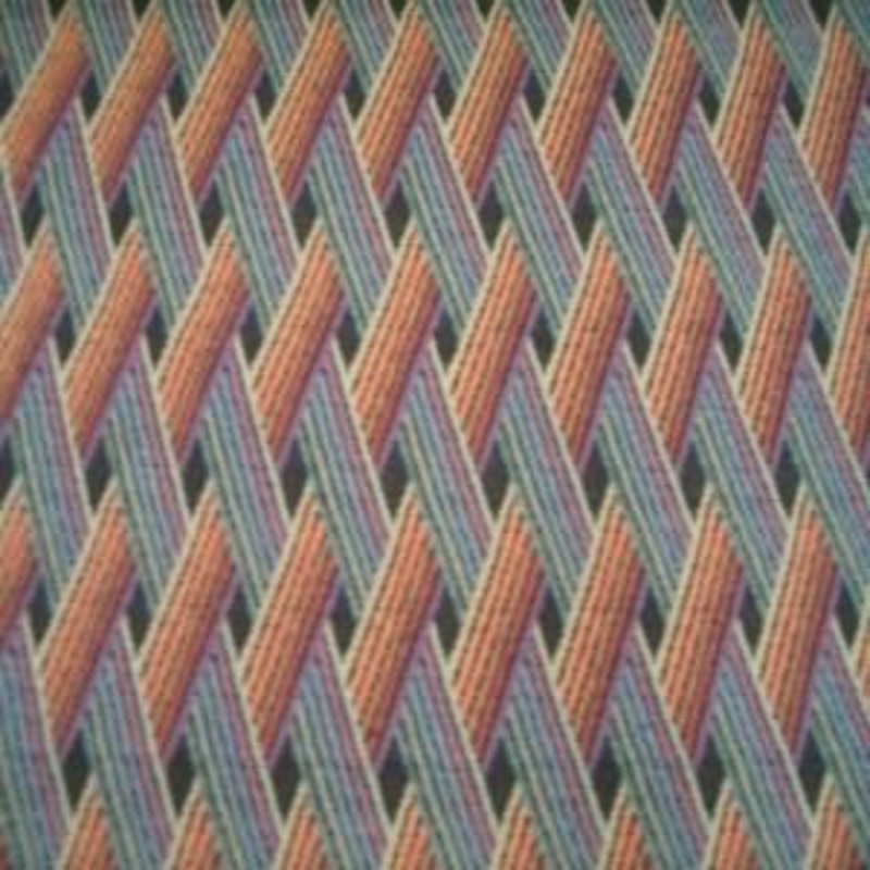 54" Woven Pattern Blue-Green and Peach with Black Background