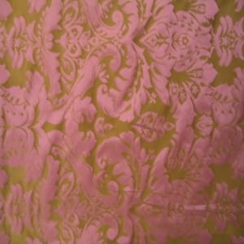 55" Upholstery/Drapery Brocade Rococo Piazza Raspberry and Summer Brown