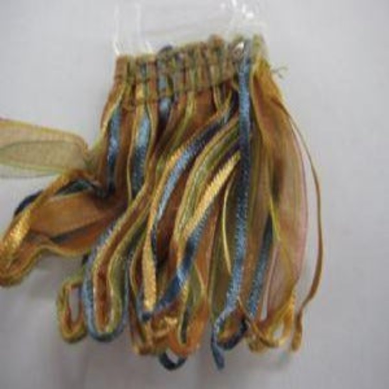 Fringe 2 3/4" Silk Ribbon Loop BF-1402 Color 31 Steel Blue, Green and Rust