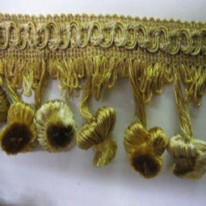 Tassel Fringe With Top Gimp Gold and Camel