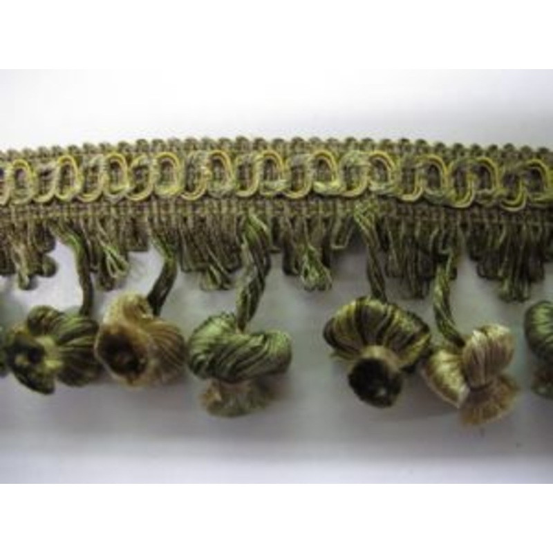 Tassel Fringe With Top Gimp Olive, Camel and Gold