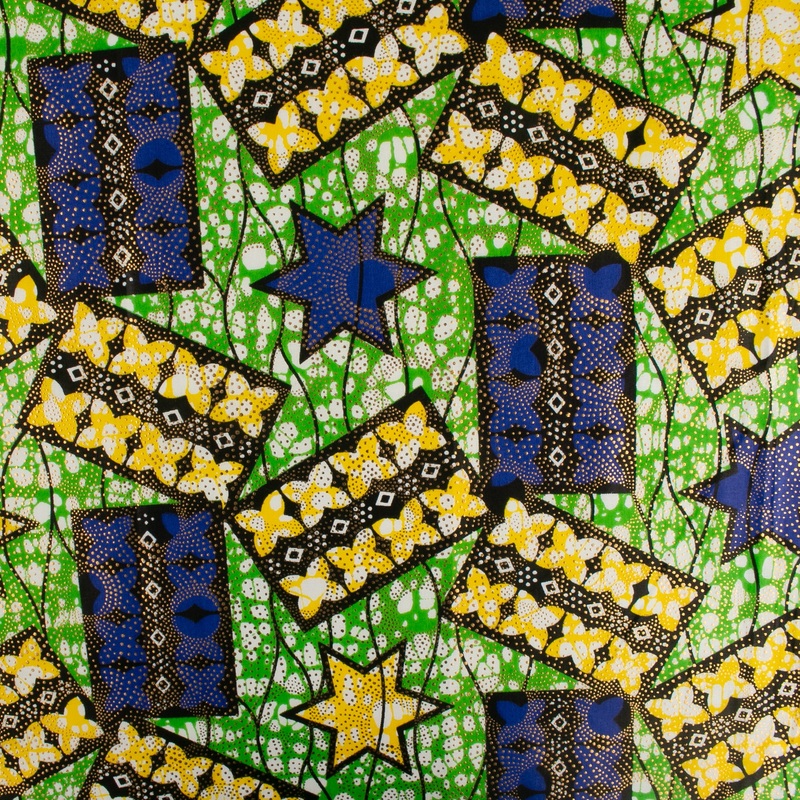 African Metallic Print - Rectangle - Green / Blue