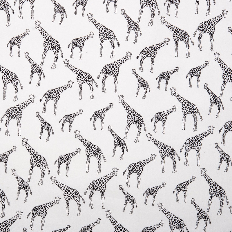 Black & white printed cotton - INKY - Giraffe - White