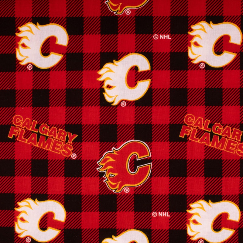 Calgary Flames - NHL Cotton Print - Plaids - Red
