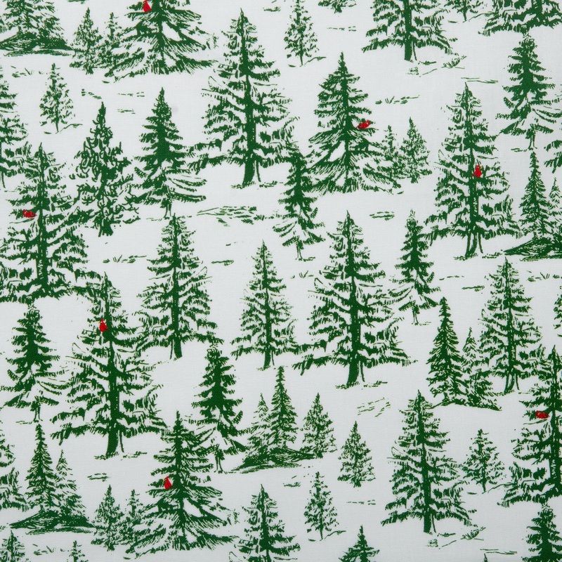 Winter Toile Print - Firs - Green