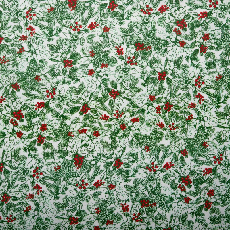 Winter Toile Print - Poinsettia - Green