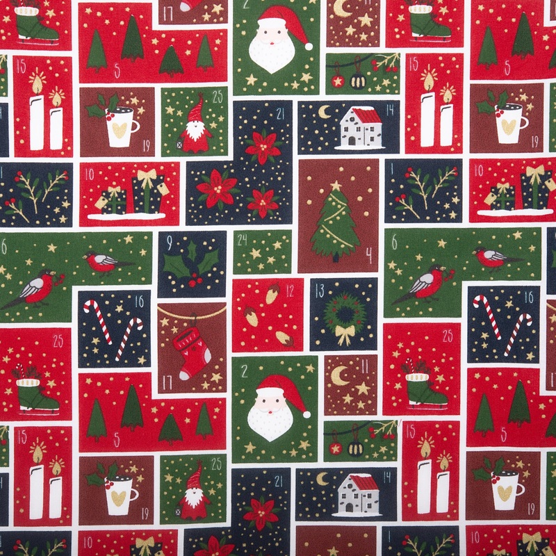 Christmas printed cotton - Box calendar - Red