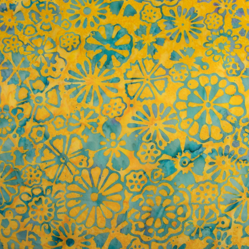 BALI batik - Daisy - Yellow / Turquoise