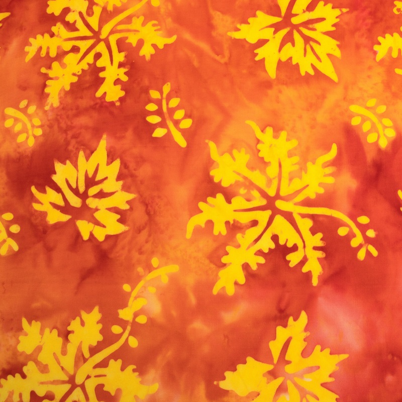 BALI batik - Leafs - Red / Yellow