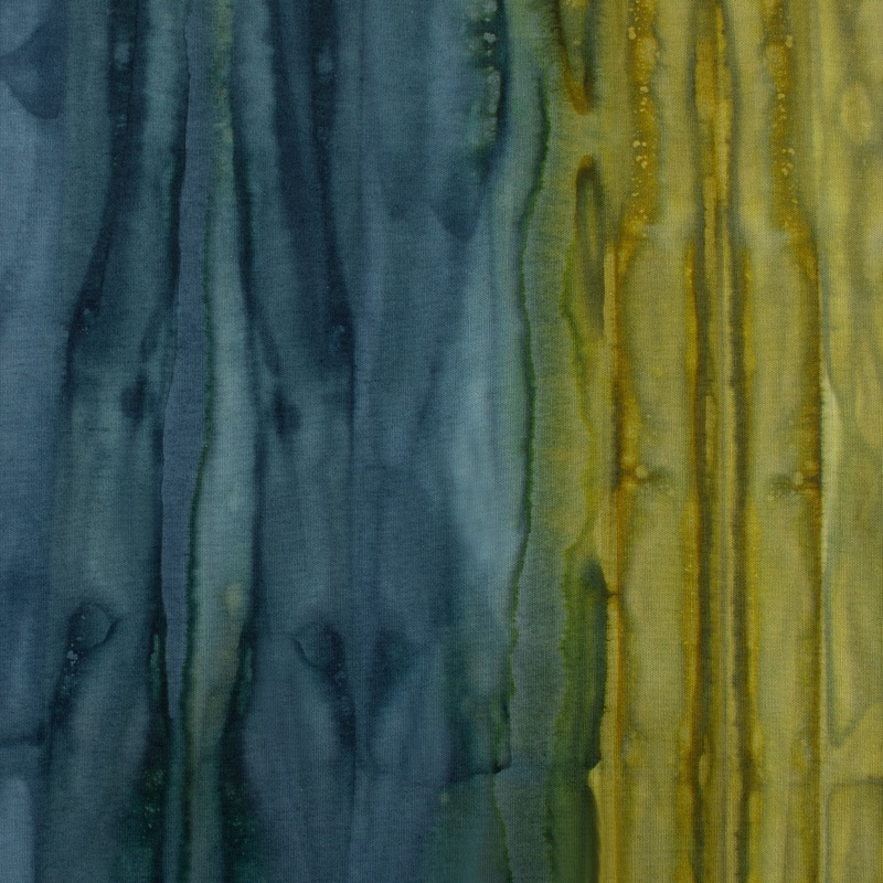 BALI batik - Stripes - Denim blue / Chartreuse