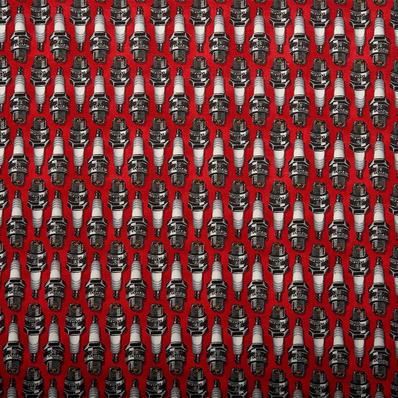BORN TO RIDE Cotton print - Spark plugs - Red