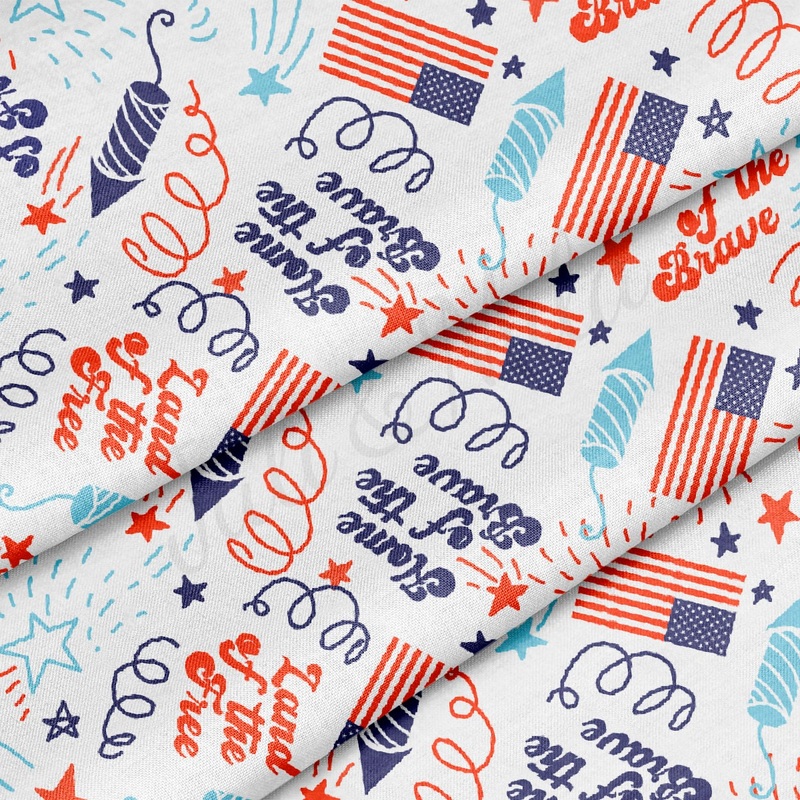 100% Cotton Fabric By the Yard Printed in USA Cotton Sateen -  Cotton CTNPT54 4th of July