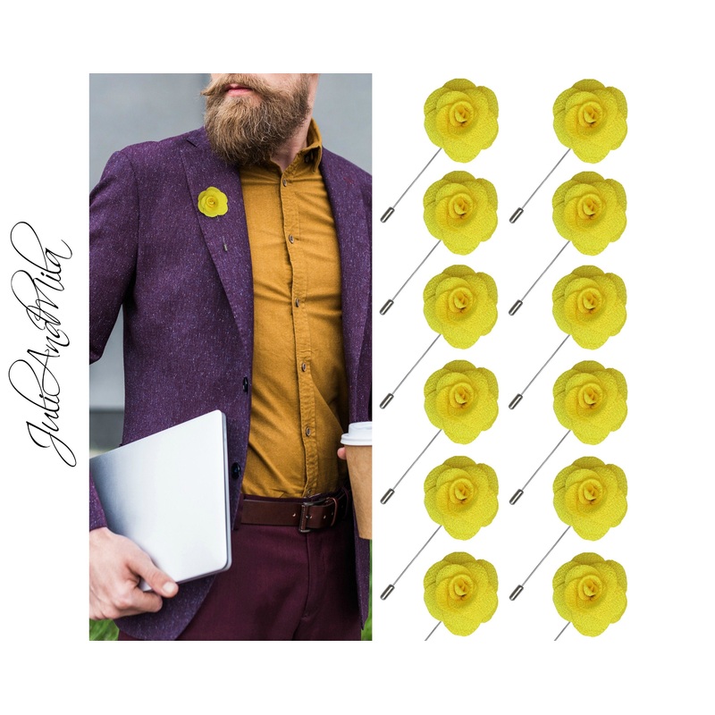 Yellow Flower Lapel Pin, Red Lapel Pin, Lapel Pin, Wedding Lapel Pin, Men Lapel Pin, Lapel Flower, Wedding Boutonniere, Gift, Men's Lapel
