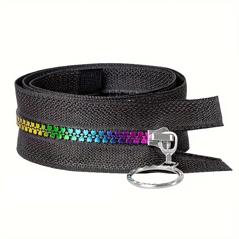 Rainbow Heart Zipper Nylon #5 - Black