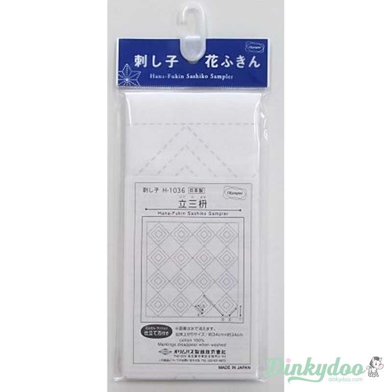 Sashiko Sampler - Traditional Design #1036 - Tate-mimasu in White