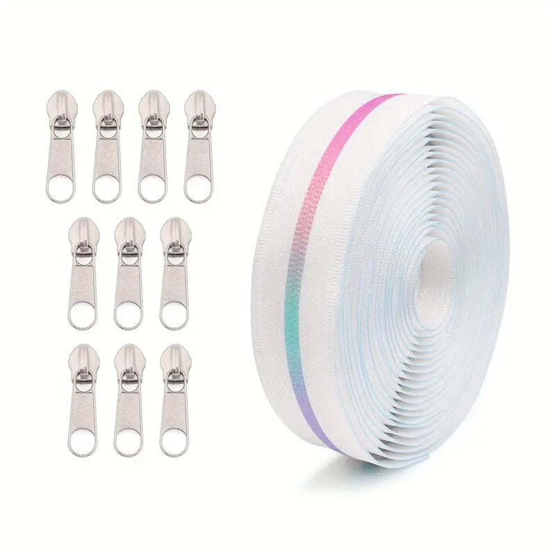 Zipper Set Nylon #5 - Rainbow Zippy White