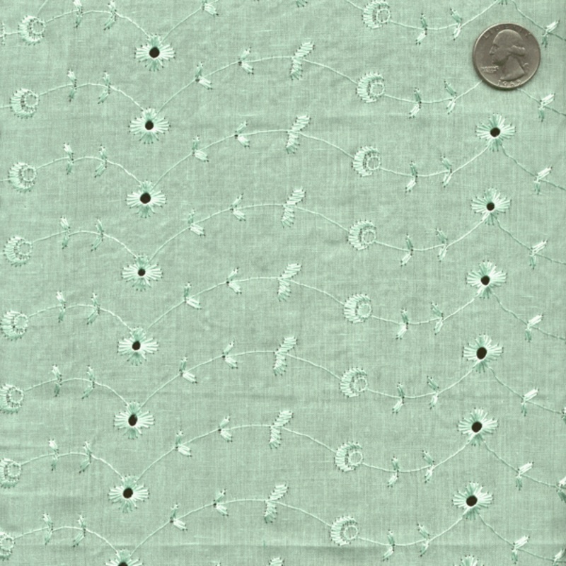15 YD Bolt-Mint Eyelet Fabric