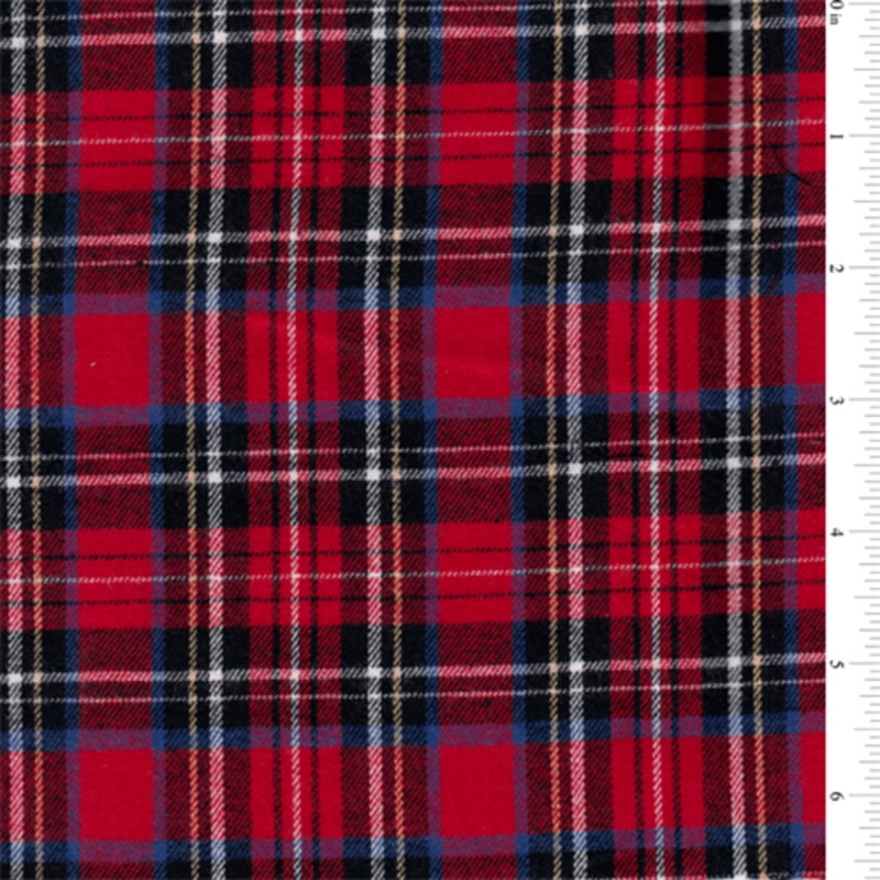 15 YD Bolt-Red Multi Plaid Flannel Fabric