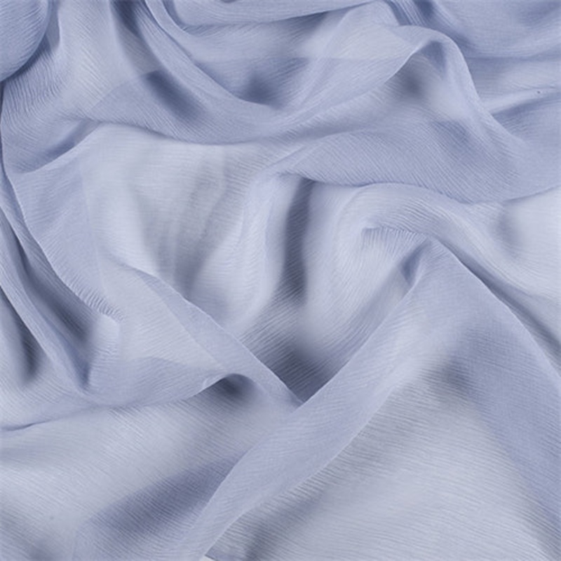 Runway Silks Steel Blue Crinkled Silk Chiffon Fabric - Reorderable