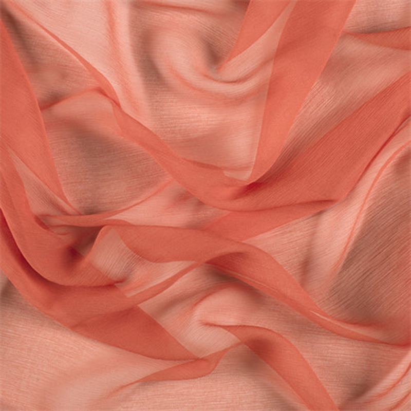 Runway Silks Tangerine Crinkled Silk Chiffon Fabric - Reorderable