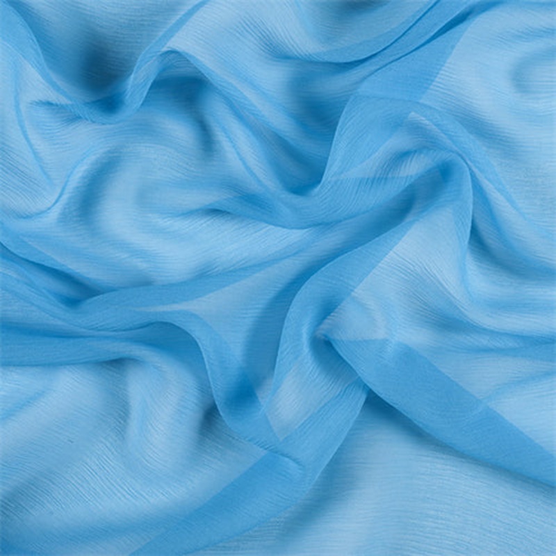 Runway Silks Turquoise Crinkled Silk Chiffon Fabric - Reorderable