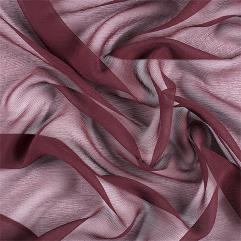 Runway Silks Wine Crinkled Silk Chiffon Fabric - Reorderable