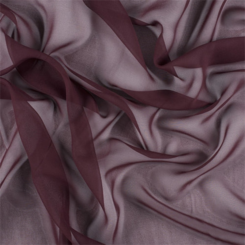 Runway Silks Wine Silk Chiffon Fabric - Reorderable