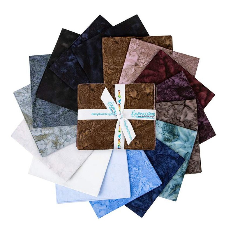 Expressions Hand-Dyes Batik Quilt Fabric - 16 piece Quartz Crystals Fat Quarter Bundle (Browns/Blues/Grays) - FQ-21004-16