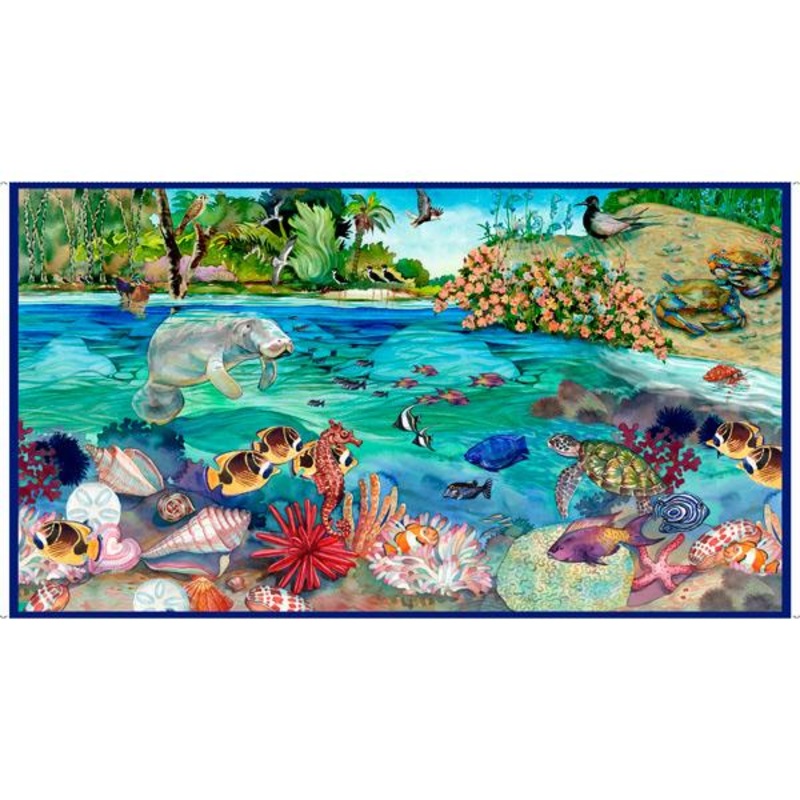 QT This & That IV - Manatee Panel 28138-B Blue - Cotton Fabric