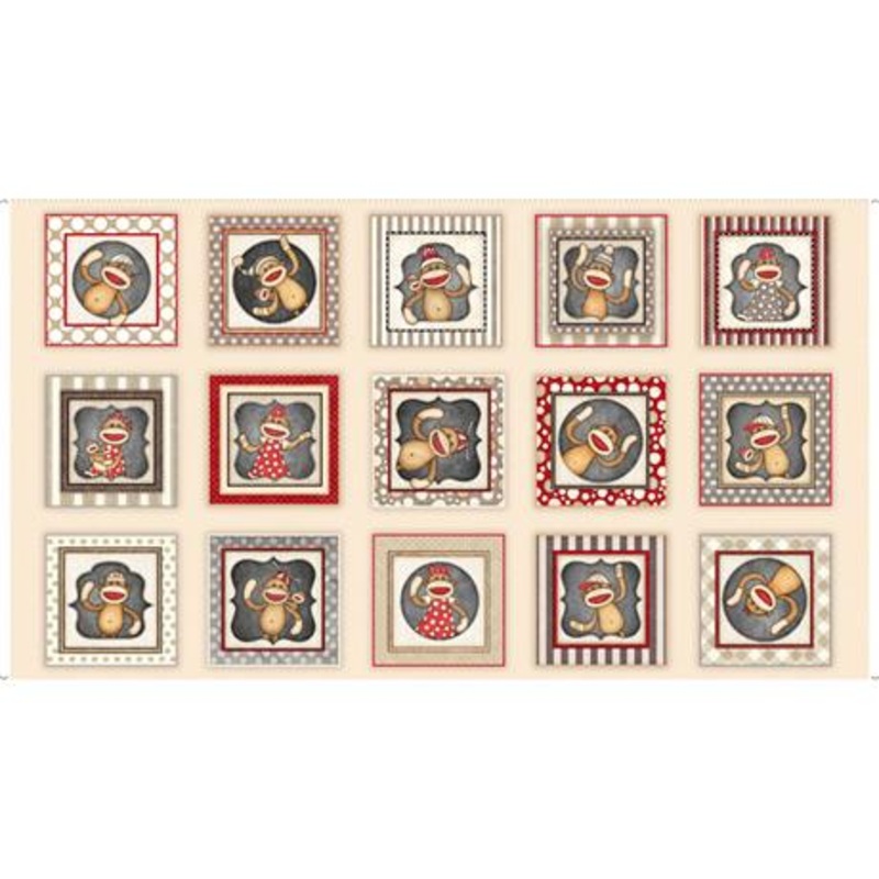 QT Monkey Biz Panel 28364-E Cream - Cotton Fabric