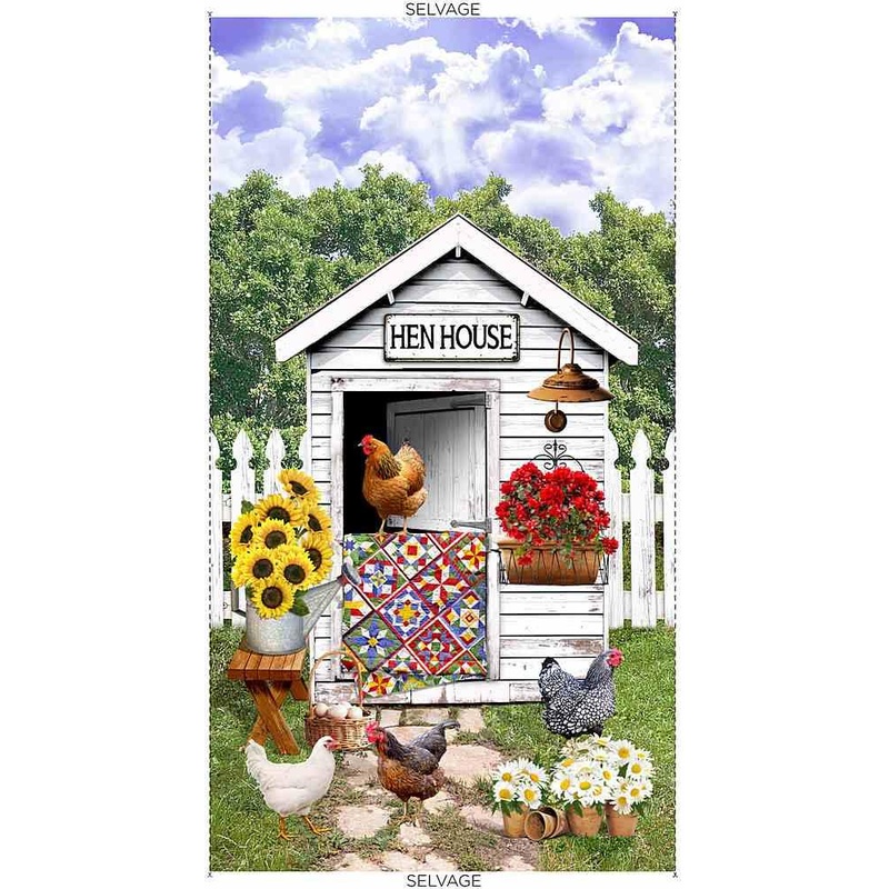 TT Hen House Panel C8779-MULTI - Cotton Fabric